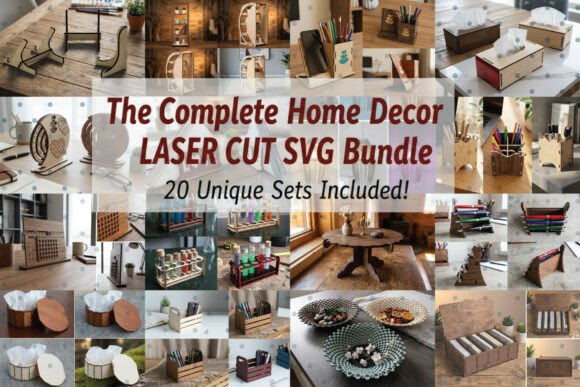 20 Home Decor Laser Cut SVG Sets for Web & Print