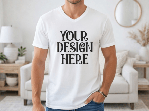 Bella Canvas 3005 Mens V-neck Mockup: Graphics & Product Mockups