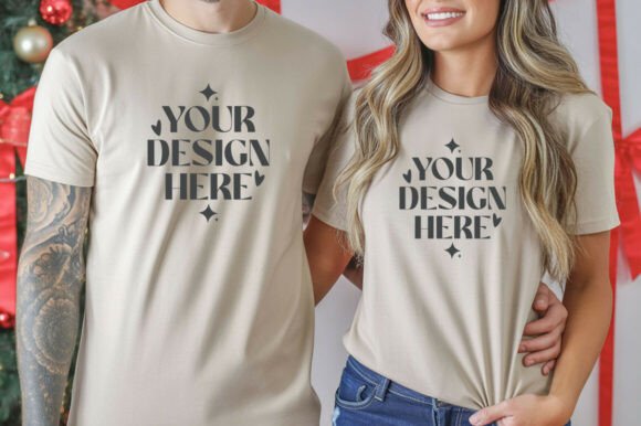 Christmas Gildan 5000 Couple Mockups: Graphics for Product Mockups