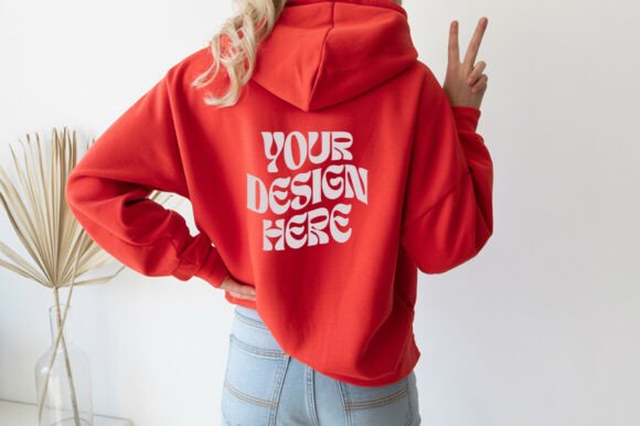 Gildan 18500 Red Hoodie Back Mockup: Graphics & Product Mockups