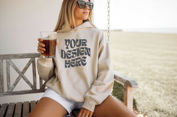 Gildan 18500 Sand Hoodie Mockup: Graphics & Product Mockups