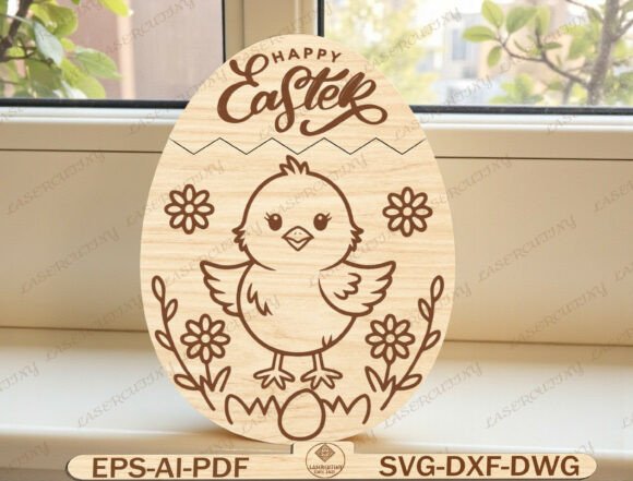 Happy Easter Chick Egg: Graphics & Templates