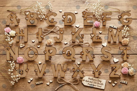 Laser Cutting Mother's Day Alphabet SVG Bundle