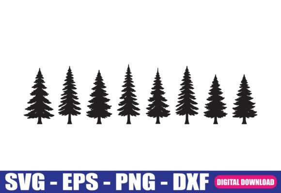 Pine Tree Silhouette Bundle SVG for Crafts & Graphics