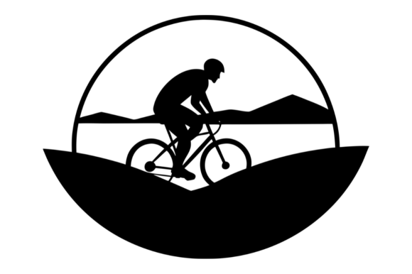 Silhouette Cyclist Graphics: Mountain Illustrations