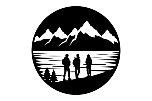 Silhouettes of Hikers by Lake with Snow Review