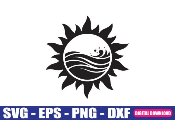 Sun Ocean Wave SVG for Modern Graphics and Crafts