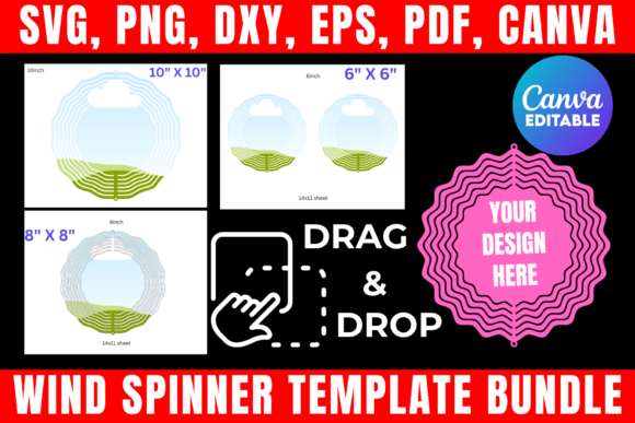 Wind Spinner Template Canva BUNDLE: Graphics & Print Templates